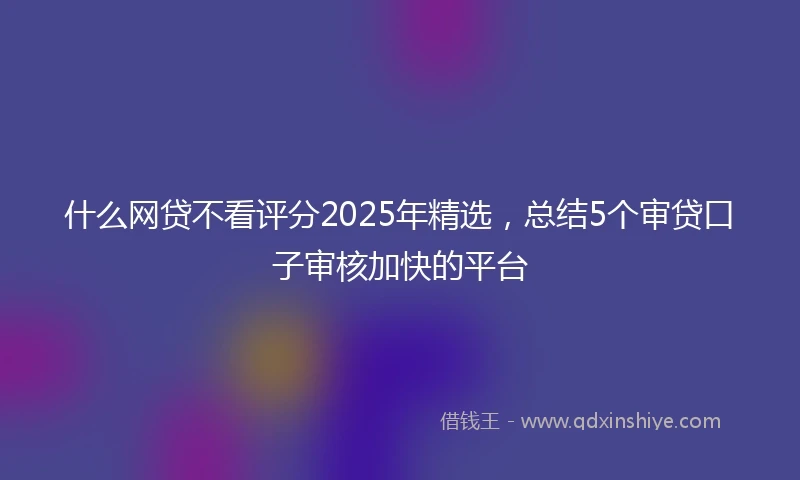 什么网贷不看评分2025年精选，总结5个审贷口子审核加快的平台