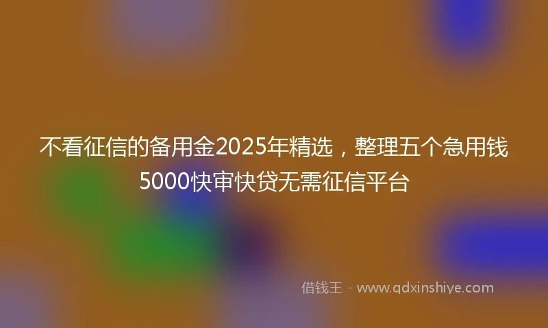不看征信的备用金2025年精选，整理五个急用钱5000快审快贷无需征信平台