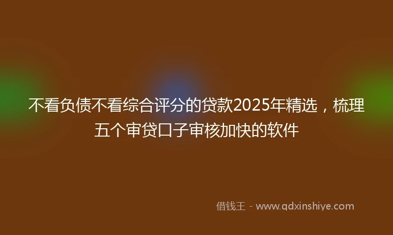 不看负债不看综合评分的贷款2025年精选，梳理五个审贷口子审核加快的软件