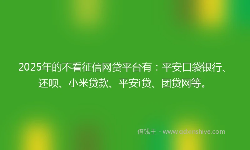 2025年的不看征信网贷平台有：平安口袋银行、还呗、小米贷款、平安i贷、团贷网等。