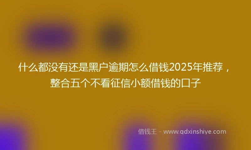 什么都没有还是黑户逾期怎么借钱2025年推荐，整合五个不看征信小额借钱的口子