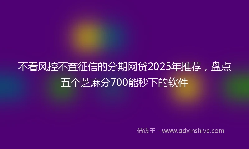 不看风控不查征信的分期网贷2025年推荐，盘点五个芝麻分700能秒下的软件