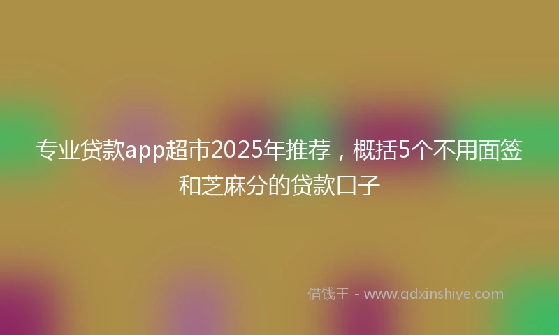 专业贷款app超市2025年推荐，概括5个不用面签和芝麻分的贷款口子