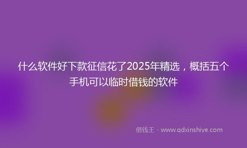 什么软件好下款征信花了2025年精选，概括五个手机可以临时借钱的软件