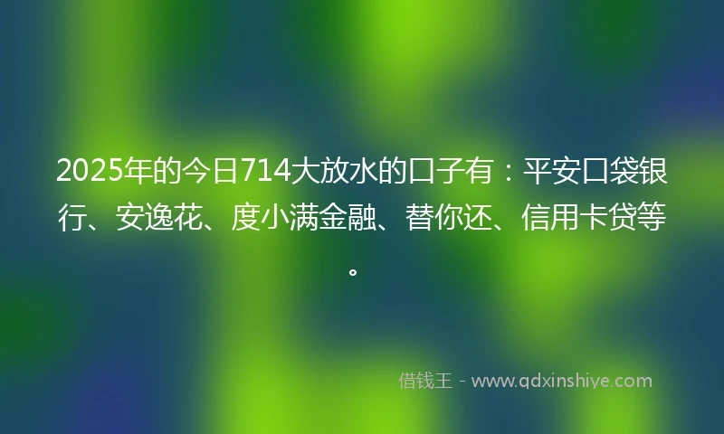 2025年的今日714大放水的口子有：平安口袋银行、安逸花、度小满金融、替你还、信用卡贷等。