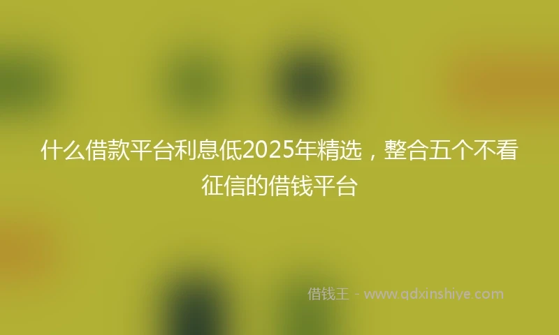 什么借款平台利息低2025年精选，整合五个不看征信的借钱平台