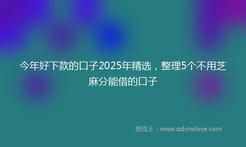 今年好下款的口子2025年精选，整理5个不用芝麻分能借的口子