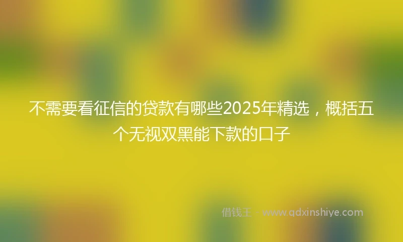 不需要看征信的贷款有哪些2025年精选，概括五个无视双黑能下款的口子