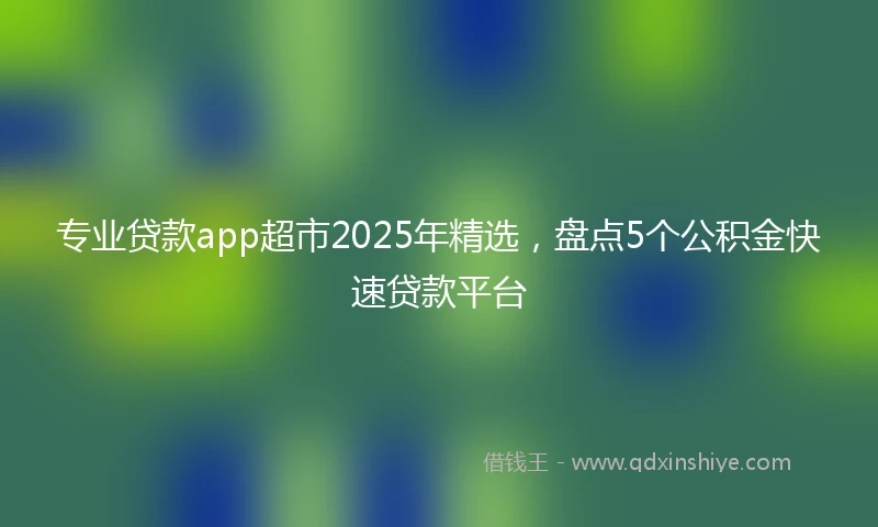 专业贷款app超市2025年精选，盘点5个公积金快速贷款平台
