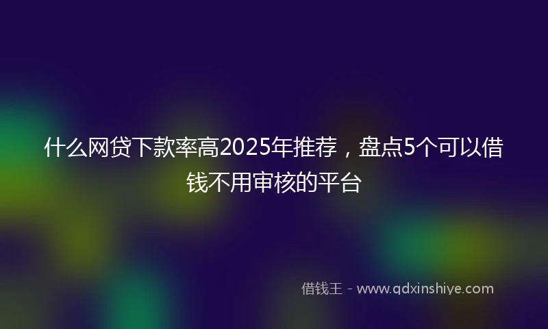 什么网贷下款率高2025年推荐，盘点5个可以借钱不用审核的平台