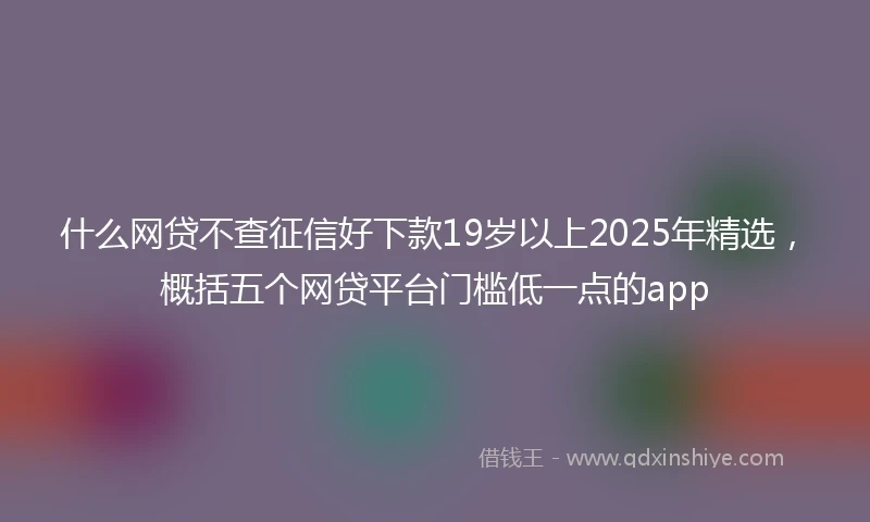 什么网贷不查征信好下款19岁以上2025年精选，概括五个网贷平台门槛低一点的app