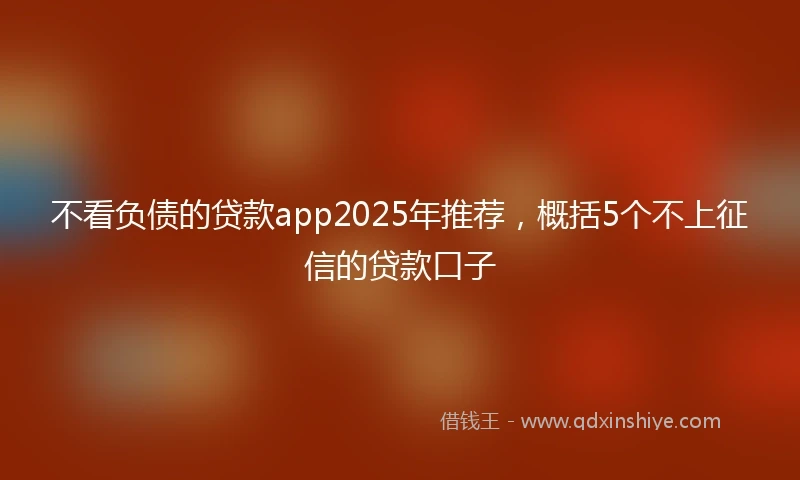 不看负债的贷款app2025年推荐，概括5个不上征信的贷款口子