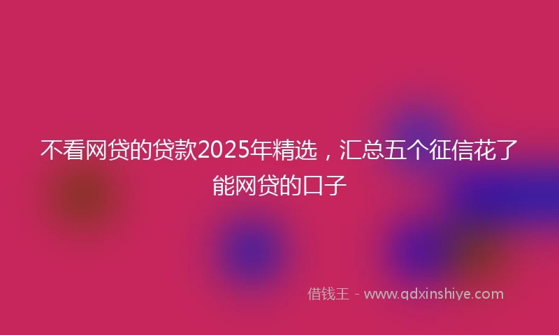 不看网贷的贷款2025年精选，汇总五个征信花了能网贷的口子