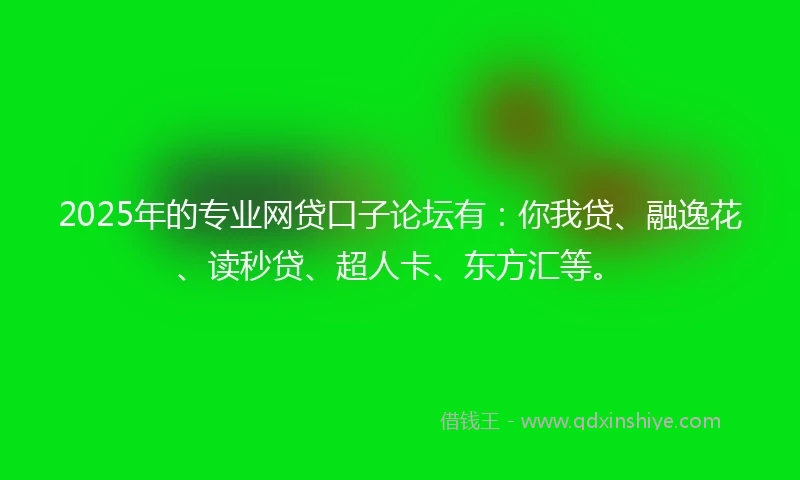 2025年的专业网贷口子论坛有：你我贷、融逸花、读秒贷、超人卡、东方汇等。