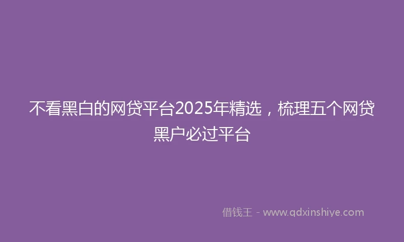 不看黑白的网贷平台2025年精选，梳理五个网贷黑户必过平台