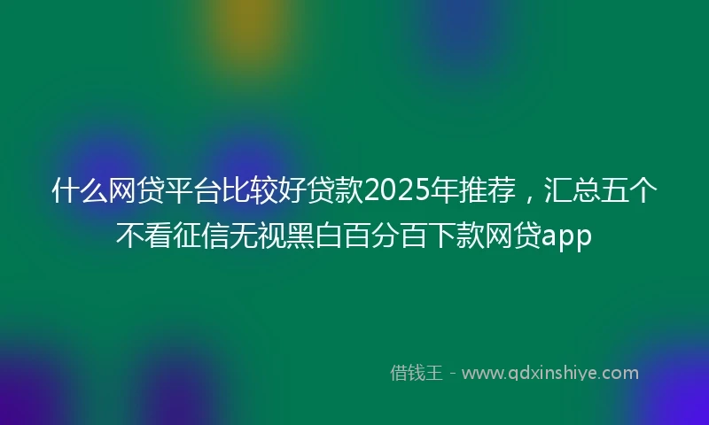 什么网贷平台比较好贷款2025年推荐，汇总五个不看征信无视黑白百分百下款网贷app