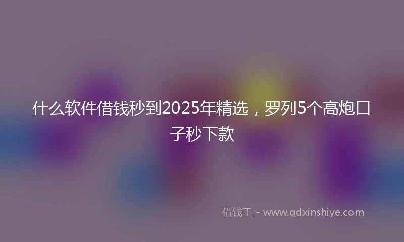 什么软件借钱秒到2025年精选，罗列5个高炮口子秒下款