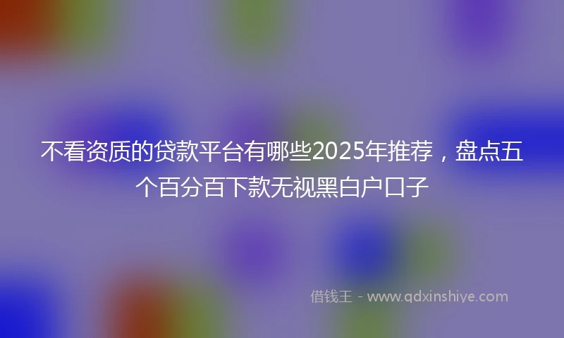 不看资质的贷款平台有哪些2025年推荐，盘点五个百分百下款无视黑白户口子