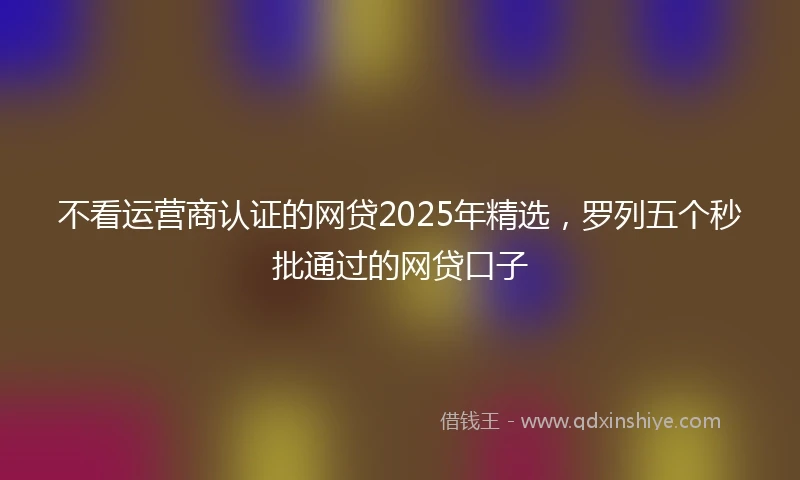 不看运营商认证的网贷2025年精选，罗列五个秒批通过的网贷口子