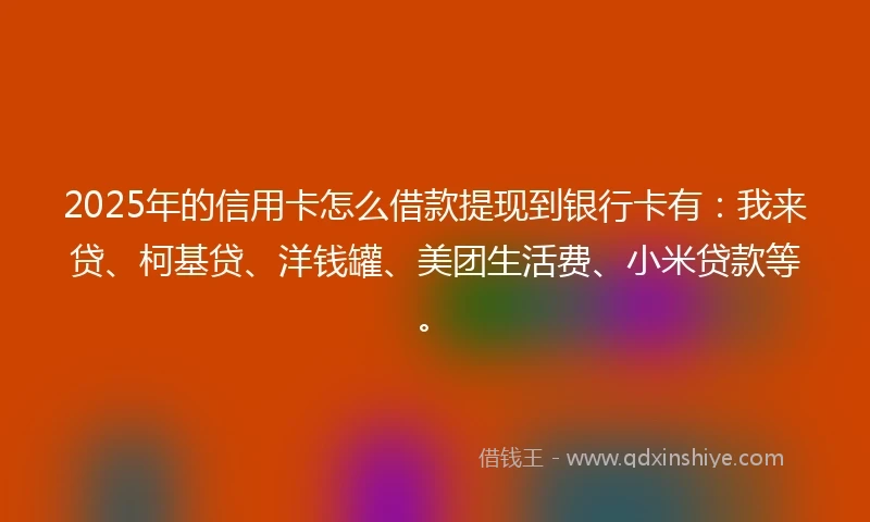 2025年的信用卡怎么借款提现到银行卡有：我来贷、柯基贷、洋钱罐、美团生活费、小米贷款等。