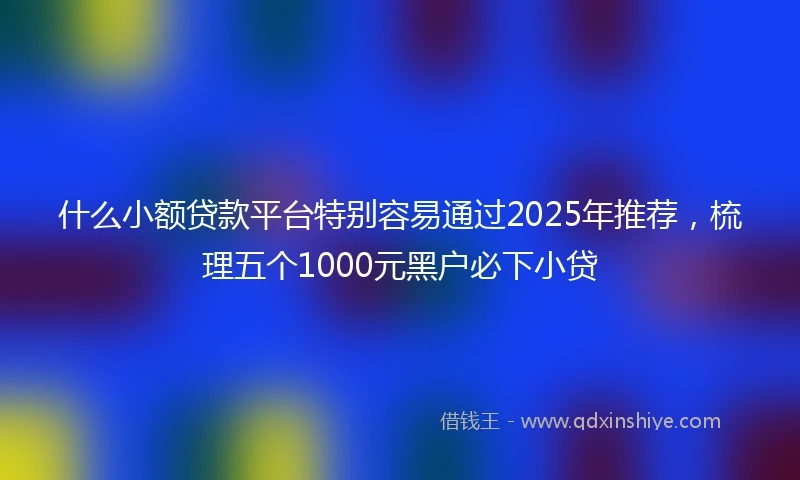 什么小额贷款平台特别容易通过2025年推荐，梳理五个1000元黑户必下小贷