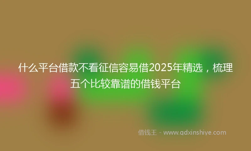 什么平台借款不看征信容易借2025年精选，梳理五个比较靠谱的借钱平台