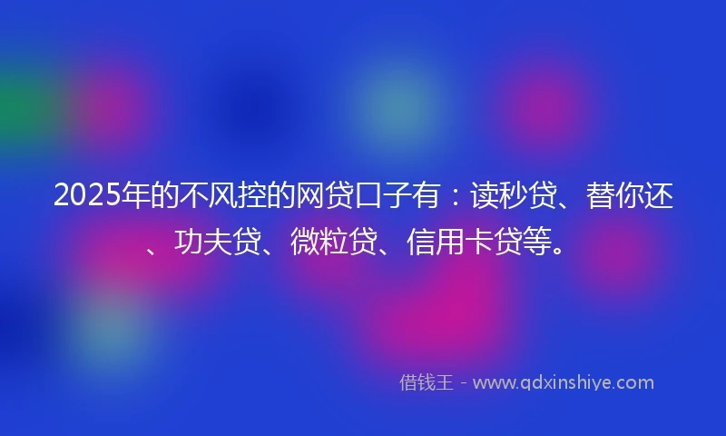 2025年的不风控的网贷口子有：读秒贷、替你还、功夫贷、微粒贷、信用卡贷等。
