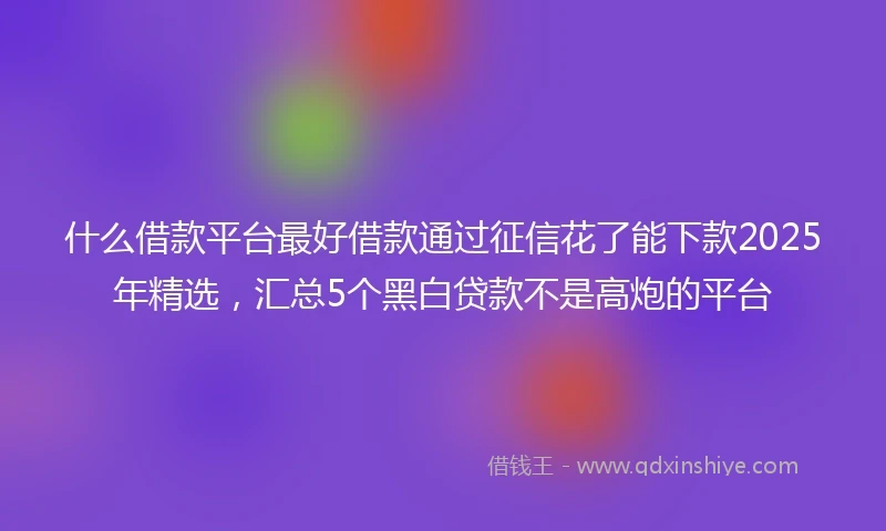 什么借款平台最好借款通过征信花了能下款2025年精选，汇总5个黑白贷款不是高炮的平台