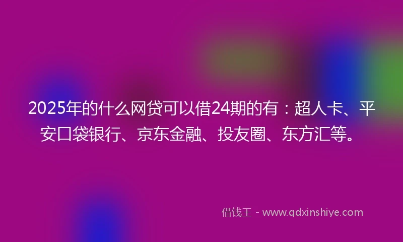 2025年的什么网贷可以借24期的有：超人卡、平安口袋银行、京东金融、投友圈、东方汇等。