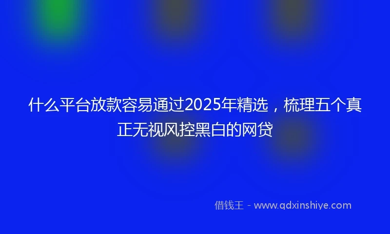 什么平台放款容易通过2025年精选，梳理五个真正无视风控黑白的网贷
