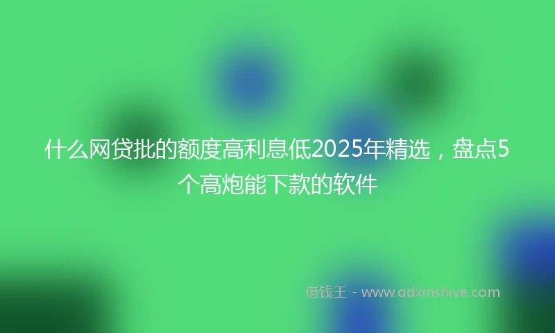 什么网贷批的额度高利息低2025年精选，盘点5个高炮能下款的软件