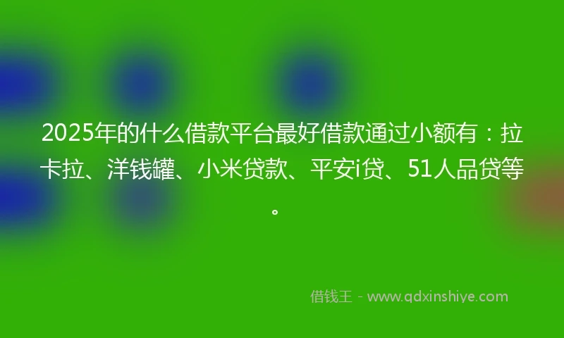 2025年的什么借款平台最好借款通过小额有：拉卡拉、洋钱罐、小米贷款、平安i贷、51人品贷等。