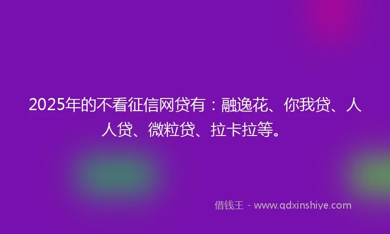 2025年的不看征信网贷有：融逸花、你我贷、人人贷、微粒贷、拉卡拉等。