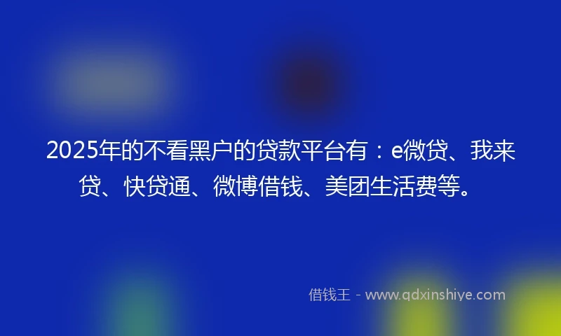 2025年的不看黑户的贷款平台有：e微贷、我来贷、快贷通、微博借钱、美团生活费等。