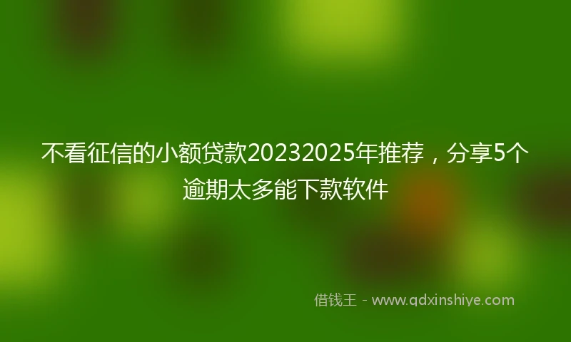 不看征信的小额贷款20232025年推荐，分享5个逾期太多能下款软件