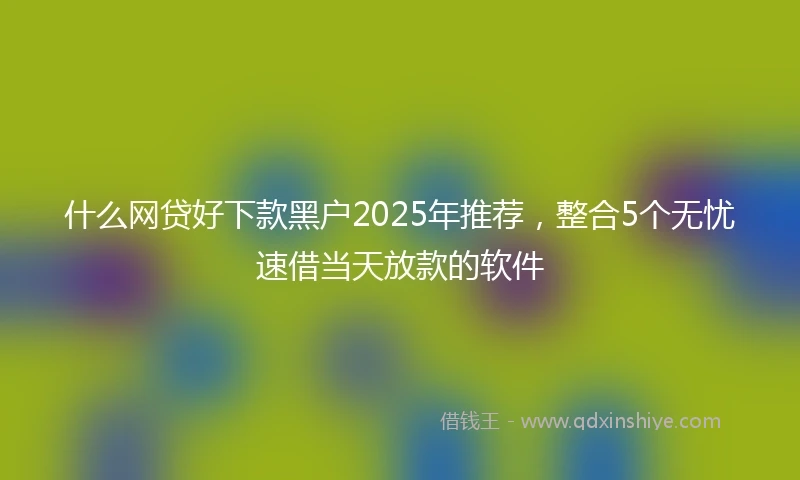 什么网贷好下款黑户2025年推荐，整合5个无忧速借当天放款的软件