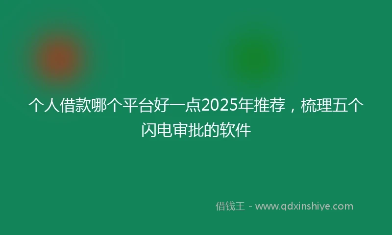 个人借款哪个平台好一点2025年推荐，梳理五个闪电审批的软件