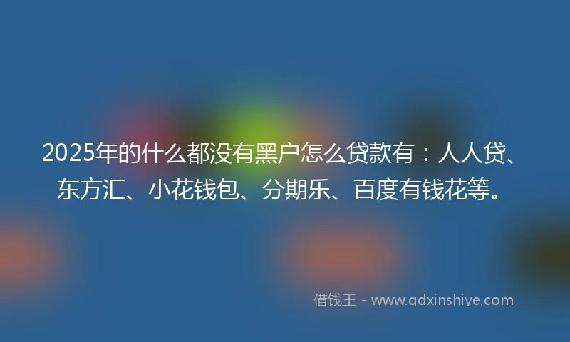 2025年的什么都没有黑户怎么贷款有：人人贷、东方汇、小花钱包、分期乐、百度有钱花等。