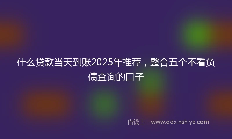 什么贷款当天到账2025年推荐，整合五个不看负债查询的口子