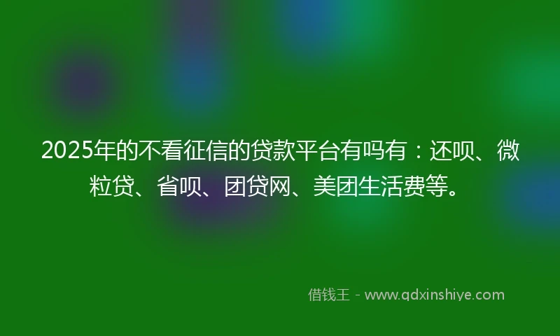 2025年的不看征信的贷款平台有吗有：还呗、微粒贷、省呗、团贷网、美团生活费等。