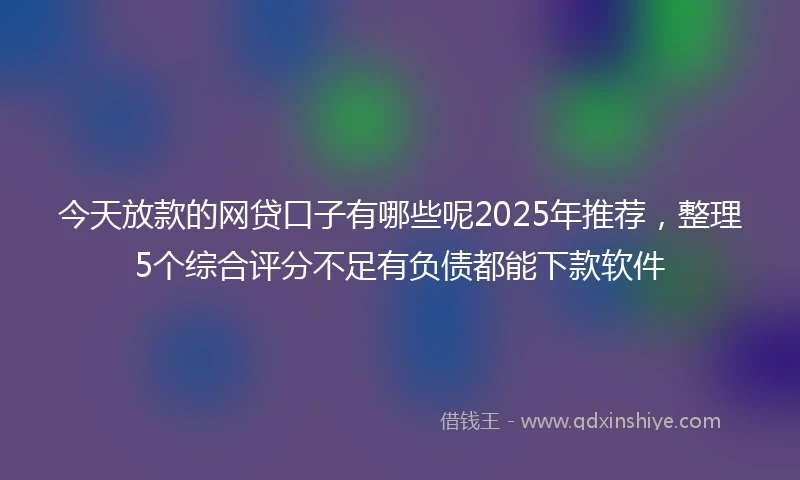 今天放款的网贷口子有哪些呢2025年推荐，整理5个综合评分不足有负债都能下款软件