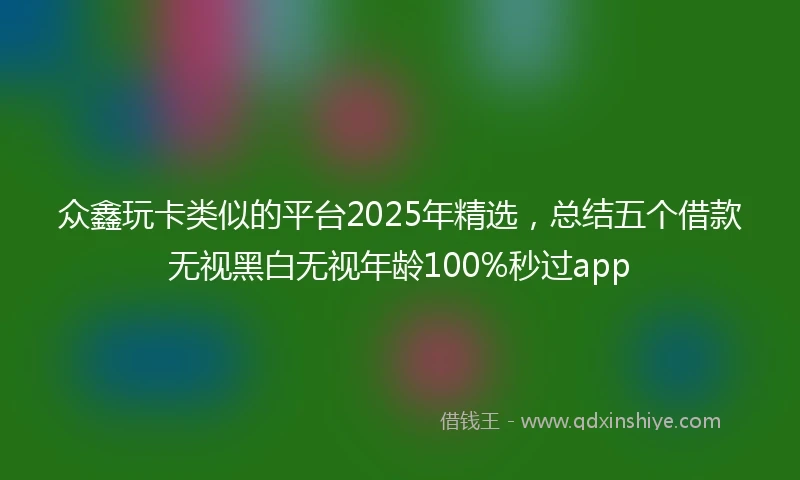 众鑫玩卡类似的平台2025年精选，总结五个借款无视黑白无视年龄100%秒过app