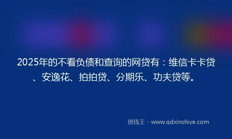 2025年的不看负债和查询的网贷有：维信卡卡贷、安逸花、拍拍贷、分期乐、功夫贷等。