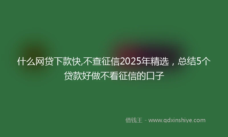 什么网贷下款快,不查征信2025年精选，总结5个贷款好做不看征信的口子