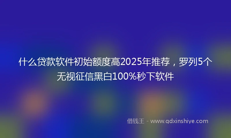 什么贷款软件初始额度高2025年推荐，罗列5个无视征信黑白100%秒下软件
