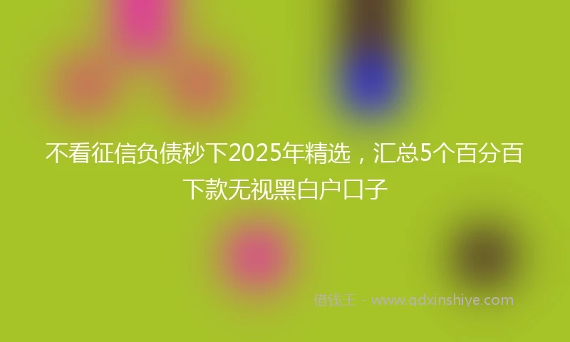 不看征信负债秒下2025年精选，汇总5个百分百下款无视黑白户口子