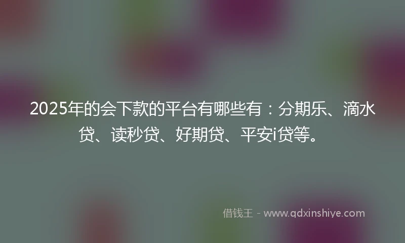2025年的会下款的平台有哪些有：分期乐、滴水贷、读秒贷、好期贷、平安i贷等。
