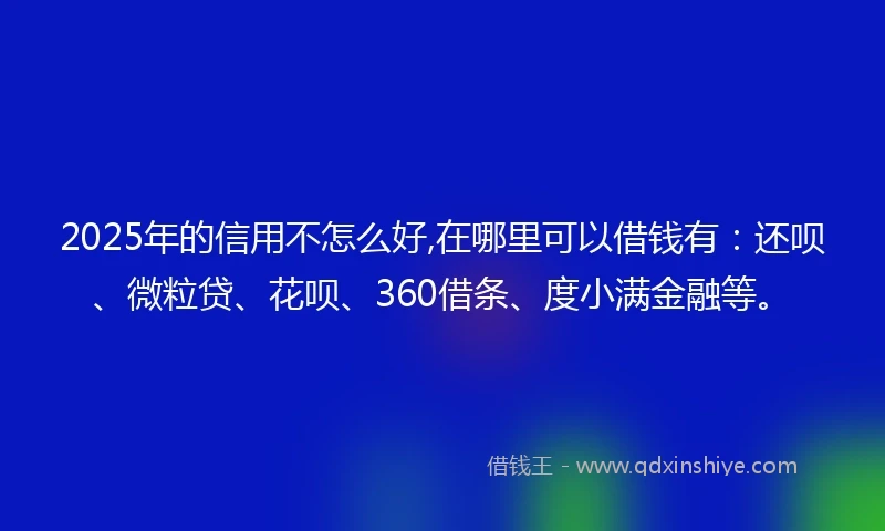 2025年的信用不怎么好,在哪里可以借钱有：还呗、微粒贷、花呗、360借条、度小满金融等。