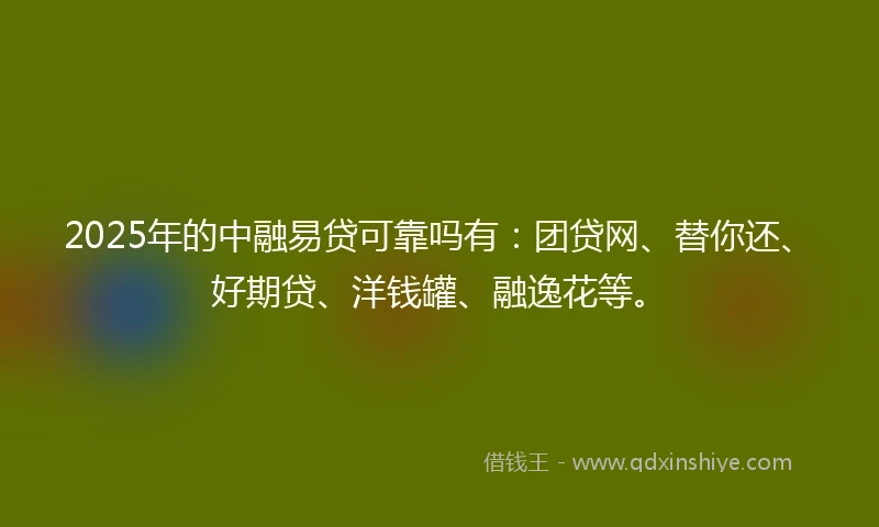 2025年的中融易贷可靠吗有：团贷网、替你还、好期贷、洋钱罐、融逸花等。