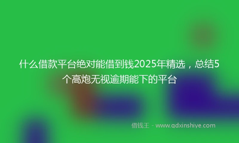 什么借款平台绝对能借到钱2025年精选，总结5个高炮无视逾期能下的平台